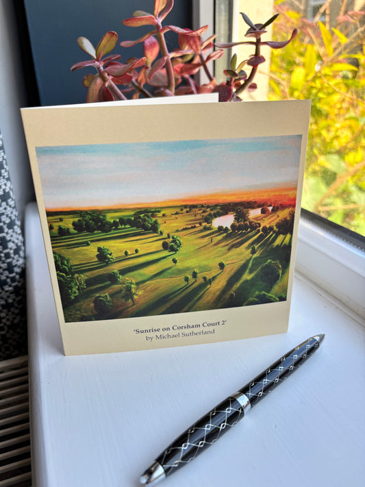 Sunrise on Corsham Court 2 - blank greetings card