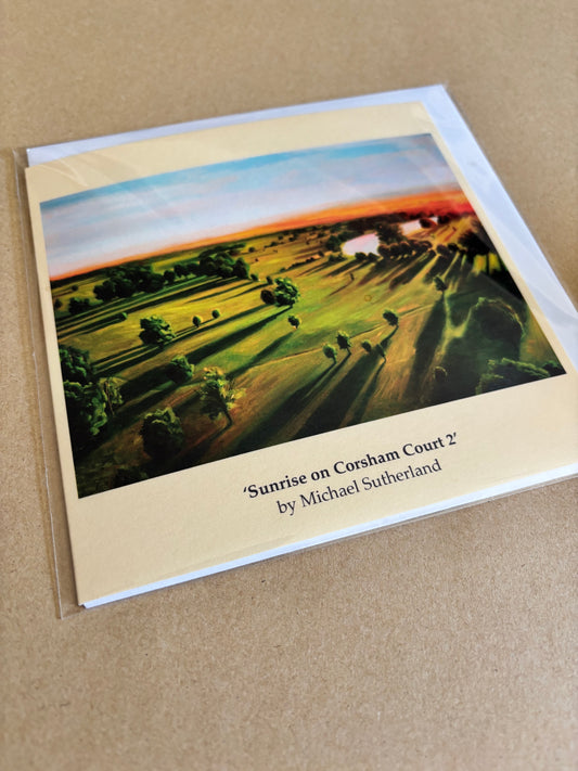 Sunrise on Corsham Court 2 - blank greetings card