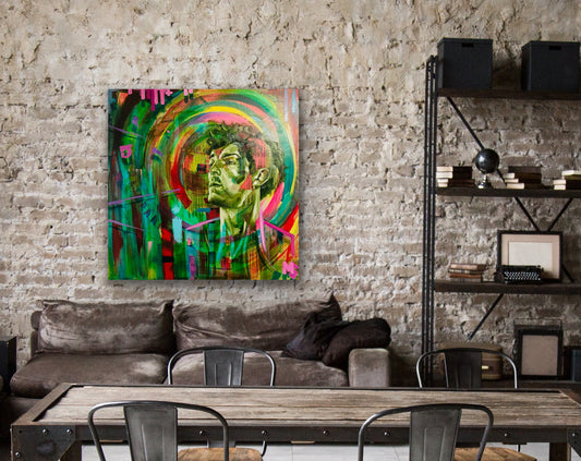 ‘Green God’ - Original Oil Painting (36 inches x 36 inches) - Framed