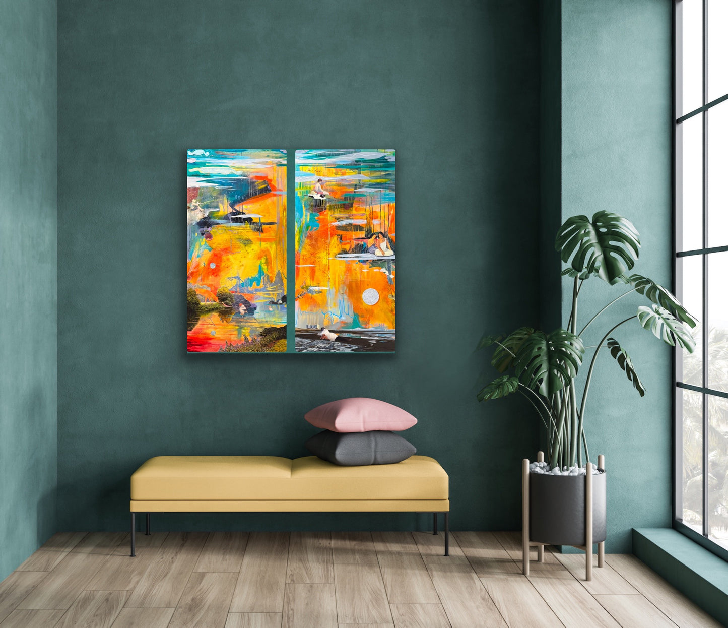 Clouds of Hope, Pools of Despair - original diptych