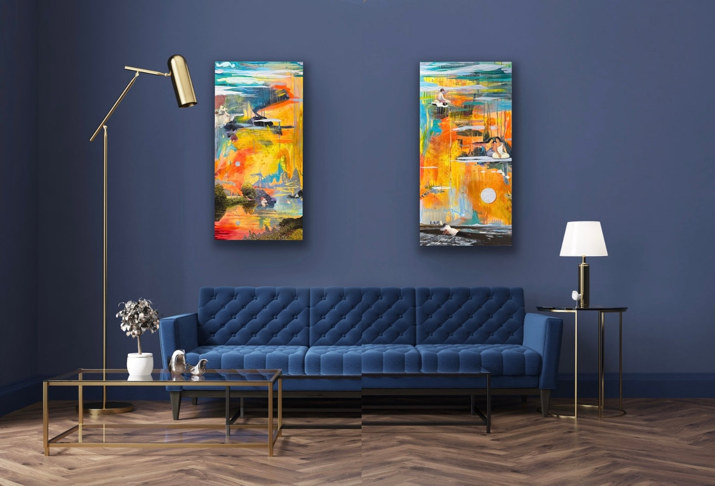 Clouds of Hope, Pools of Despair - original diptych