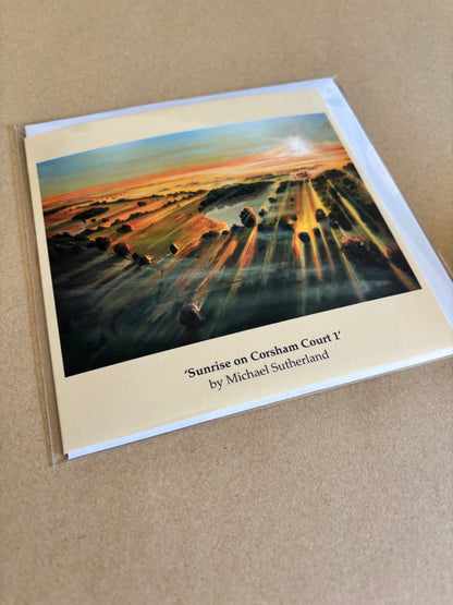 Sunrise on Corsham Court 1 - blank greetings card