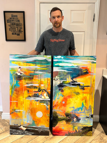 Clouds of Hope, Pools of Despair - original diptych