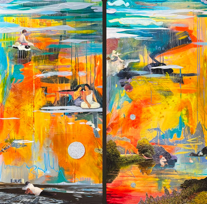 Clouds of Hope, Pools of Despair - original diptych