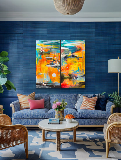 Clouds of Hope, Pools of Despair - original diptych