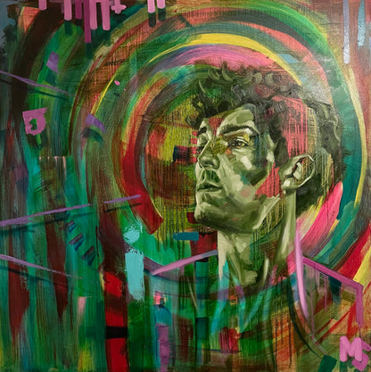 ‘Green God’ - Original Oil Painting (36 inches x 36 inches) - Framed
